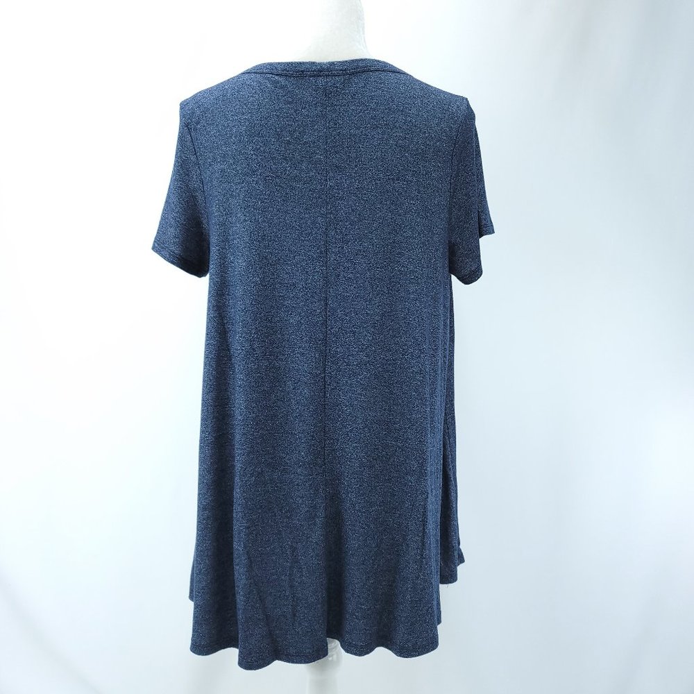 Acemi Womens Medium Navy Blue Fleck Swing Style Short Sleeve Blouse Tunic Top - Picture 6 of 8